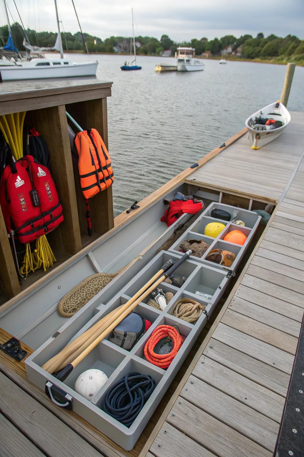 Under-deck storage is a smart solution for less frequently used items.