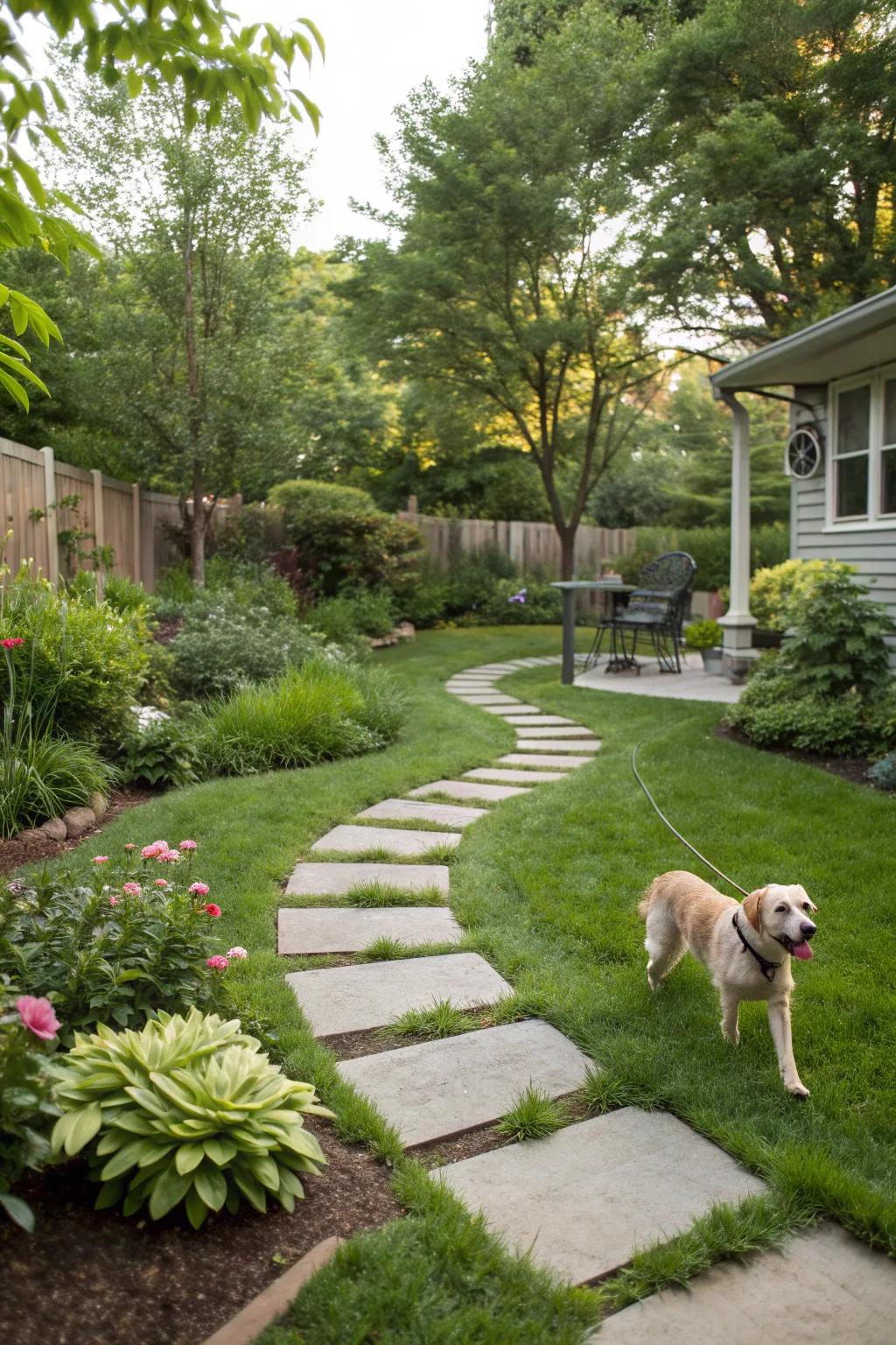 Stepping stones offer a playful way to navigate your garden.