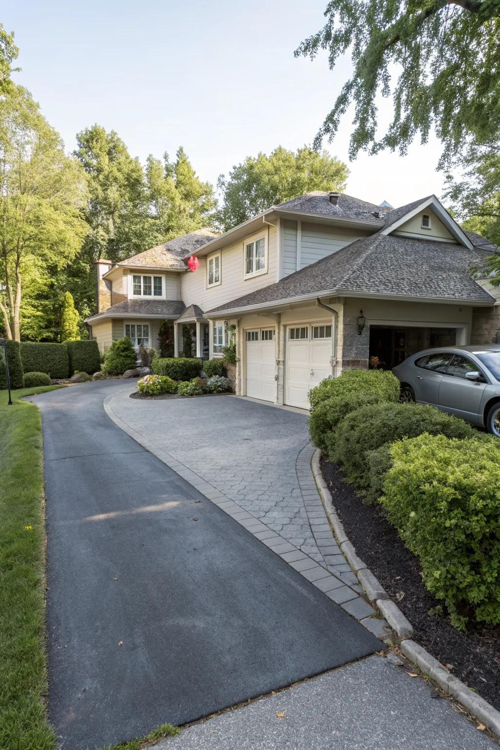 Side parking pads provide extra space for guests or family vehicles.