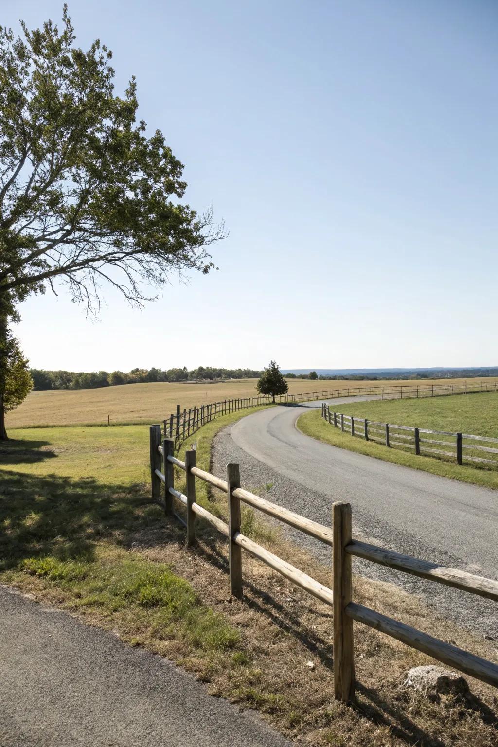 A split rail fence offers minimalism with unobstructed views.