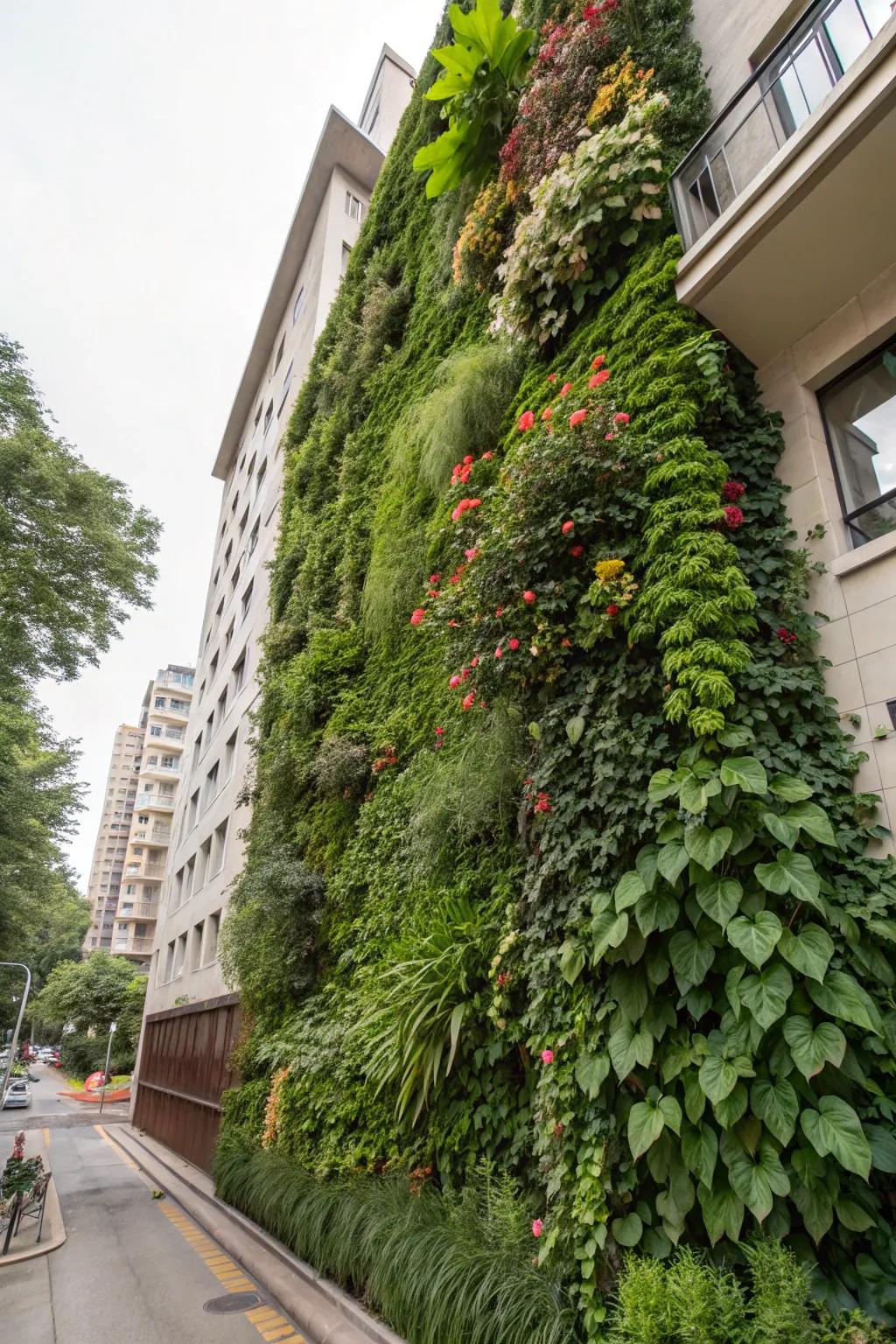Vertical gardens maximize greenery in small spaces.