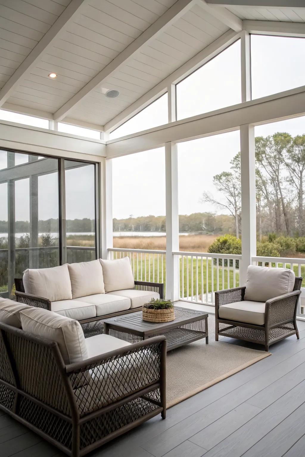 Enjoy simplicity with a functional minimalist screen room.