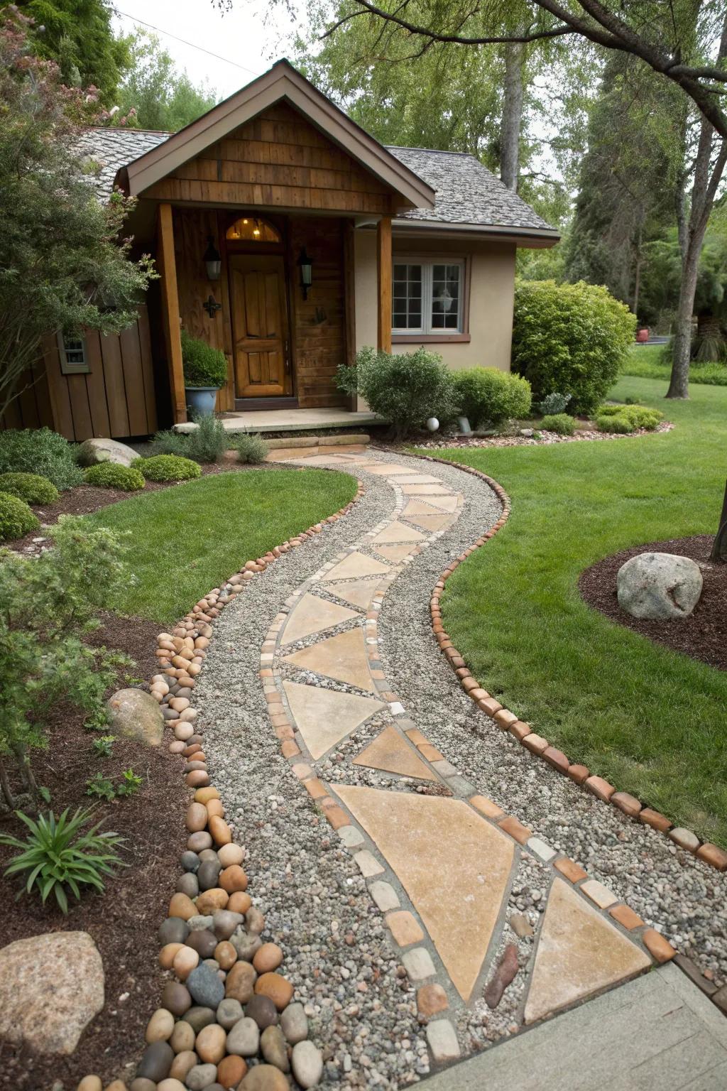 Decorative gravel adds a modern and low-maintenance touch.