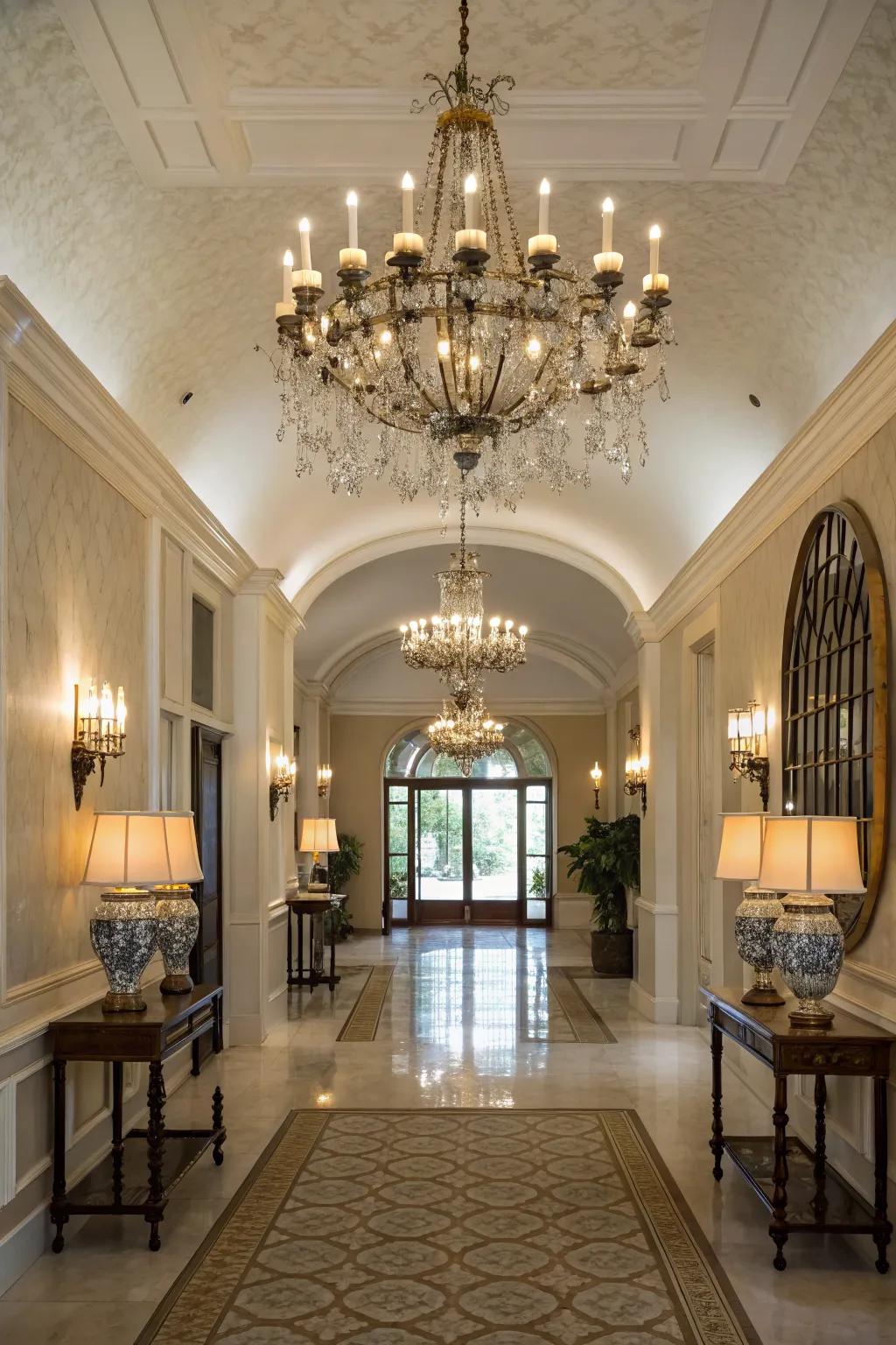Layer your lighting for a rich and inviting entrance.