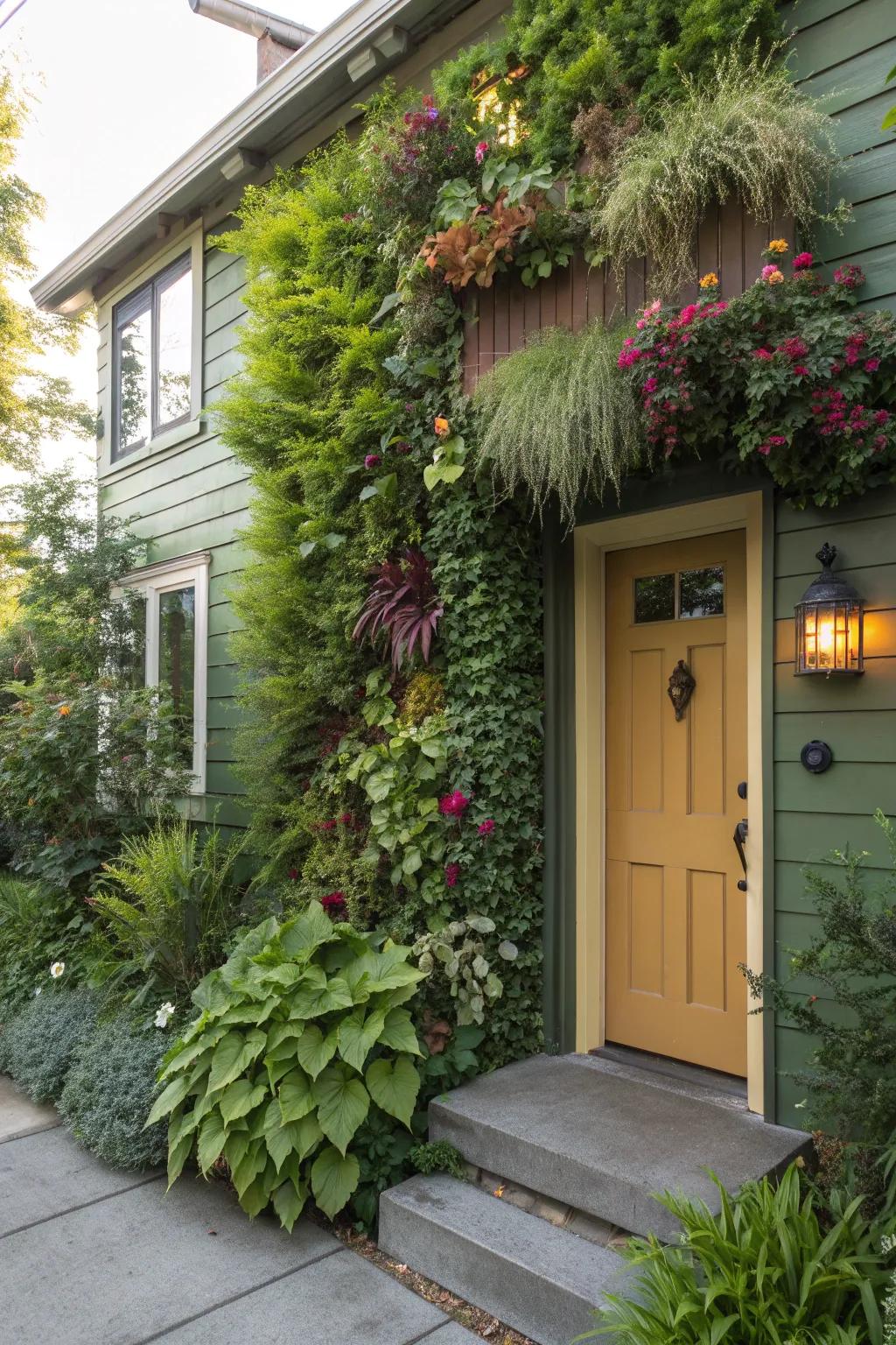 A living wall adds a striking vertical element to your entryway.