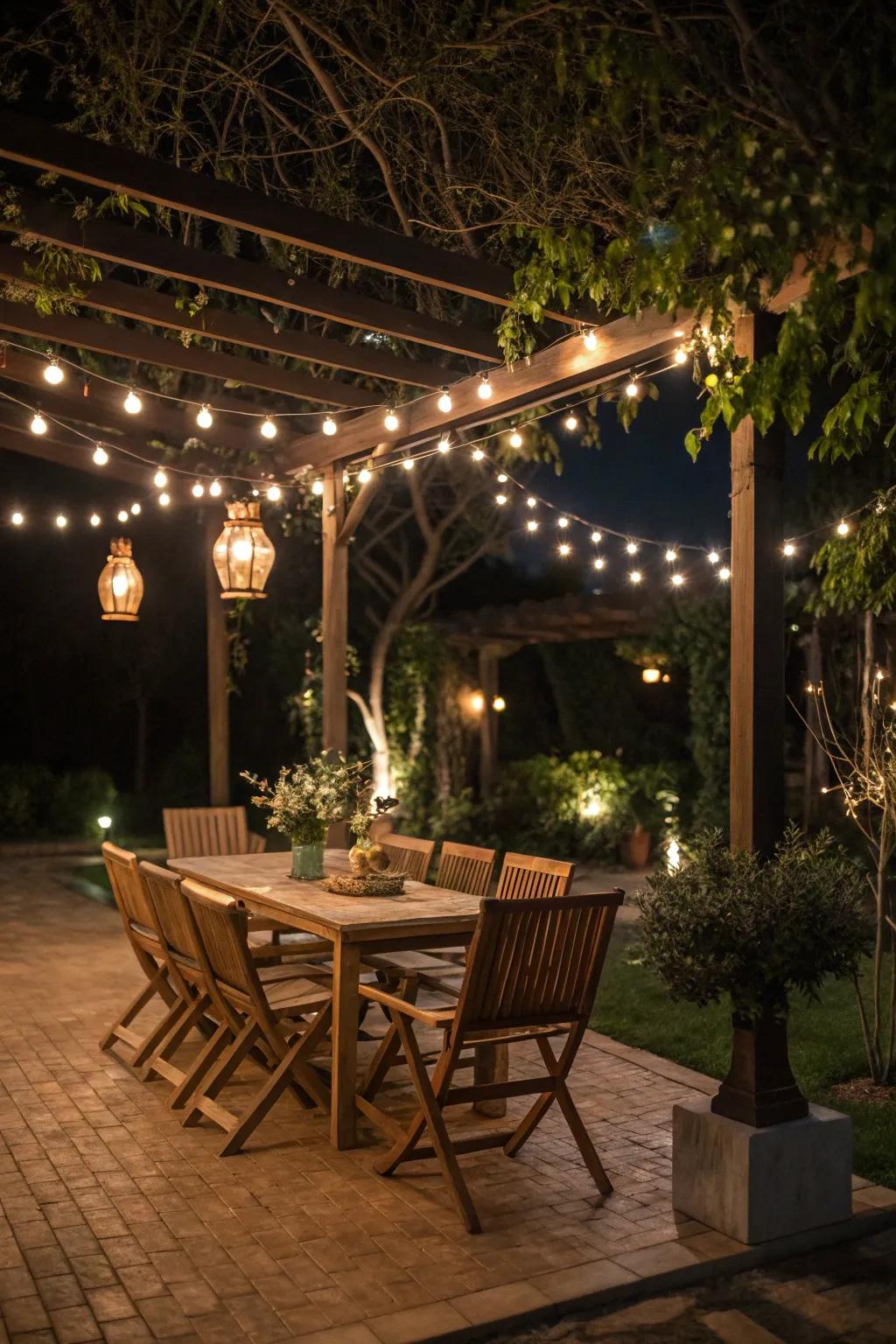 Ambient lighting enhances the beauty and functionality of your patio.