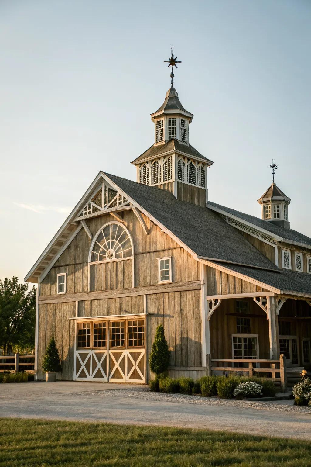 Elegant design with architectural gables.