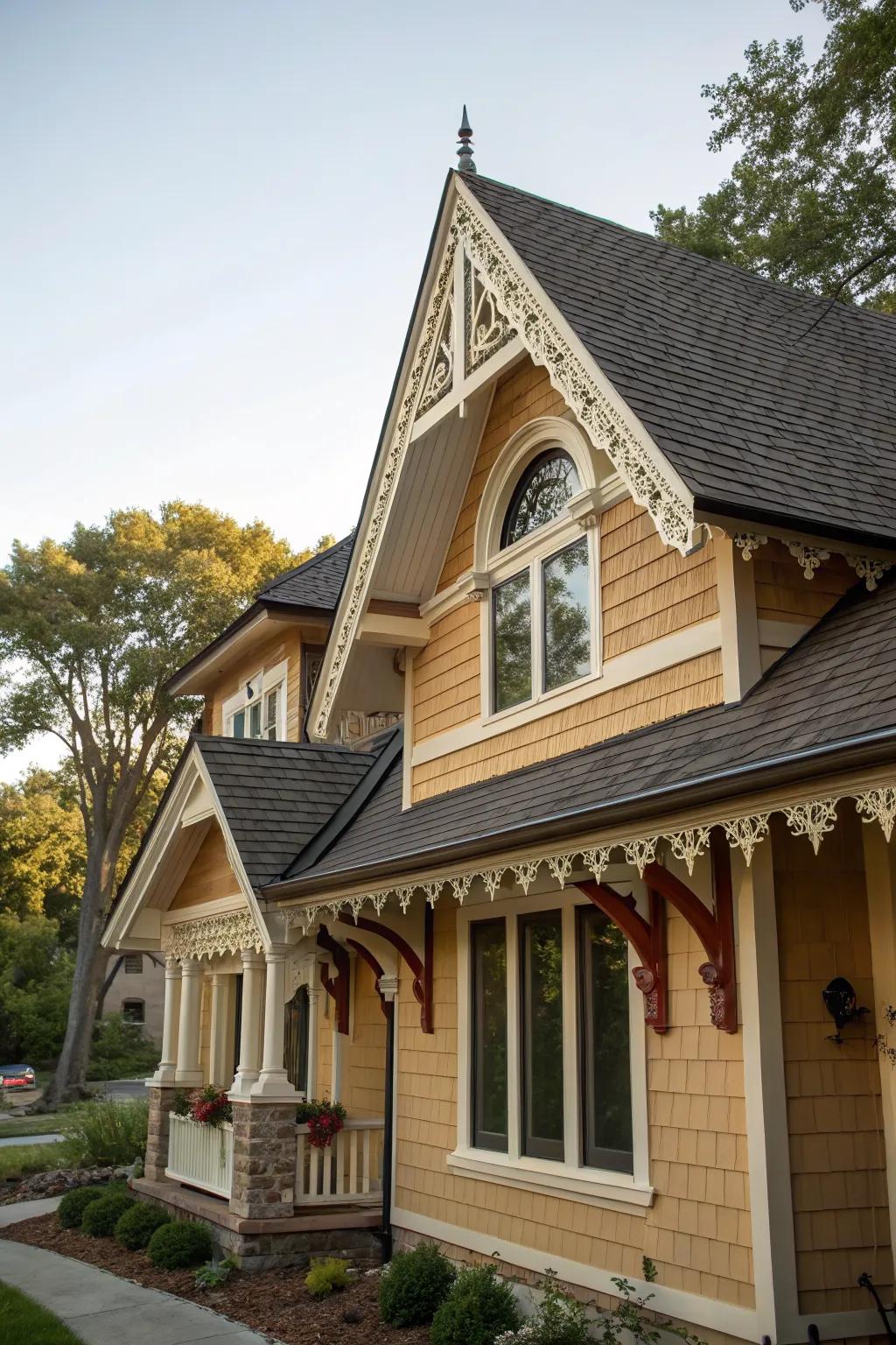 Gable trim enhances elegance and draws attention to the roofline.