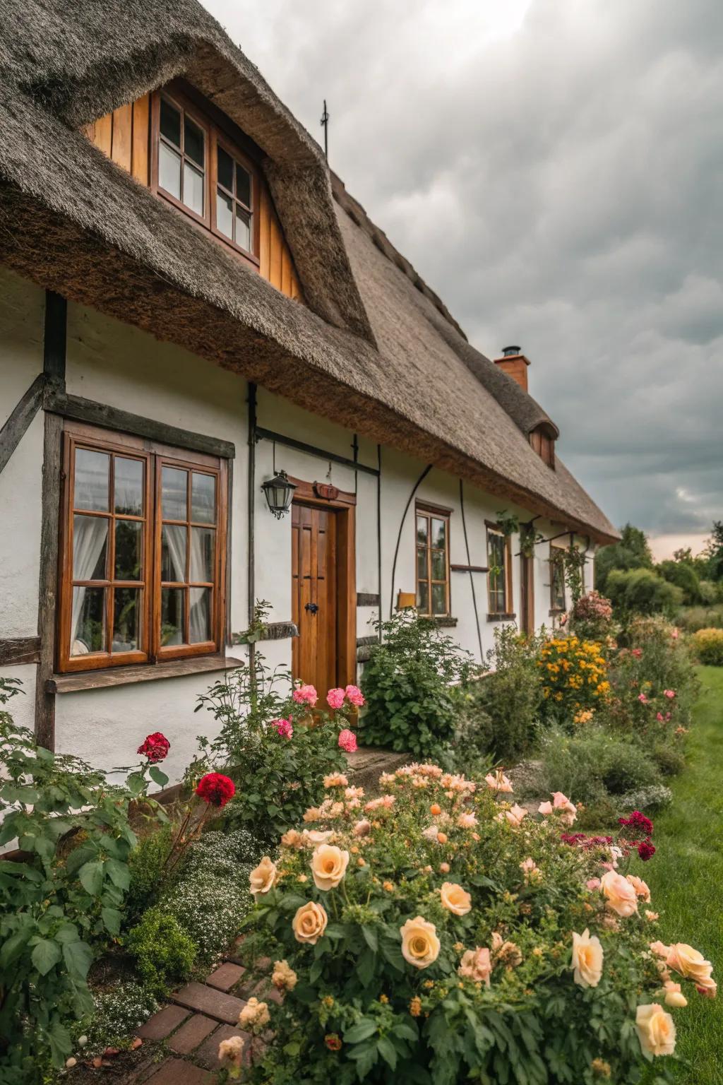 Rustic wood trim adds warmth and natural beauty to this cottage.