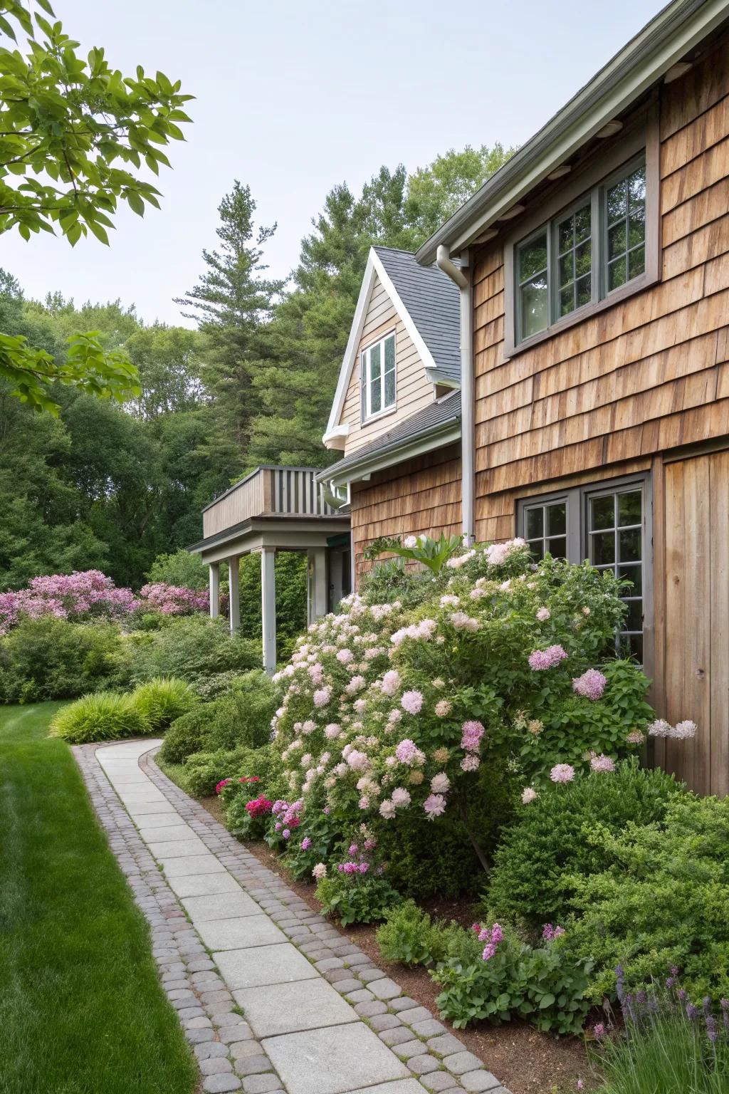 Home with wood-clad accent wall