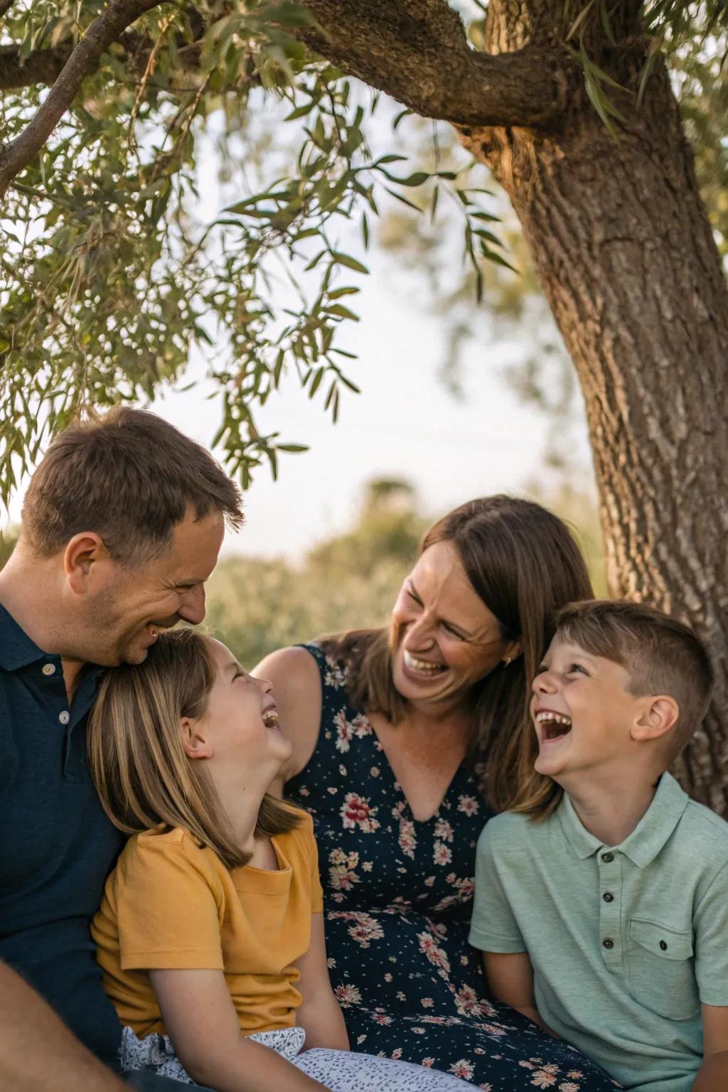 Candid family laughter, capturing the essence of happiness.