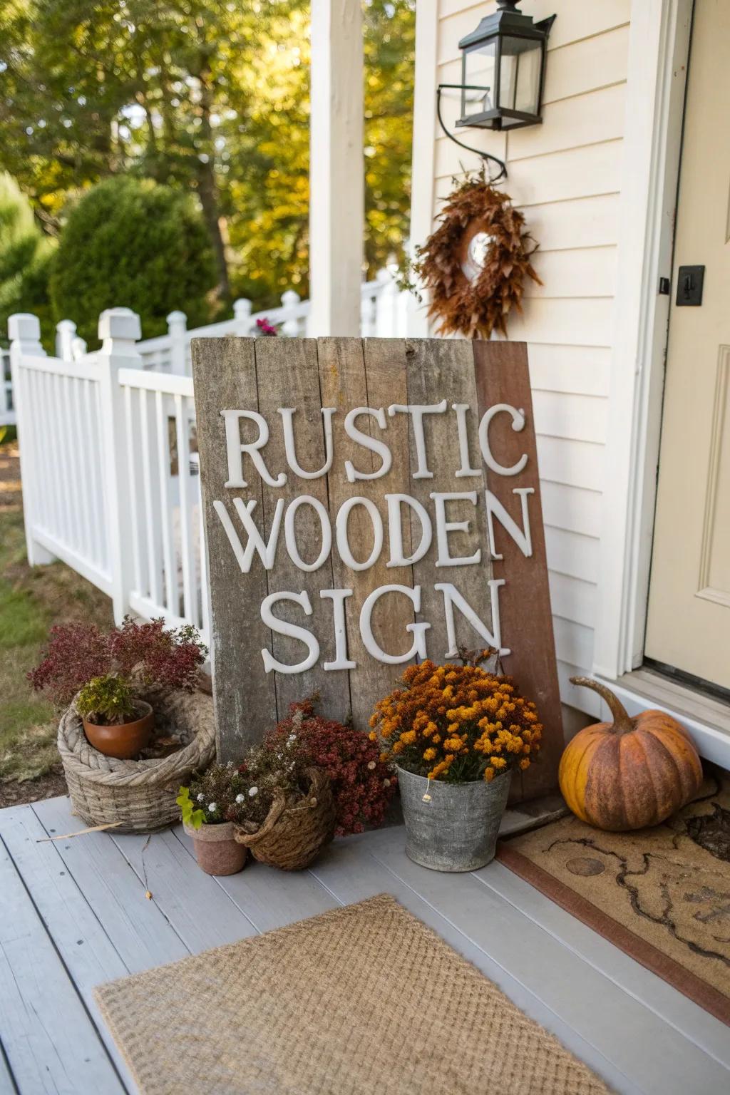 Rustic signs add a personal and festive touch to your porch.