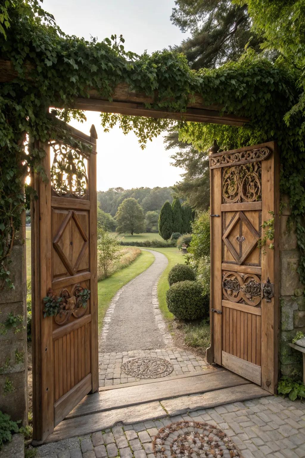 Double gates make a grand entrance for wider spaces.