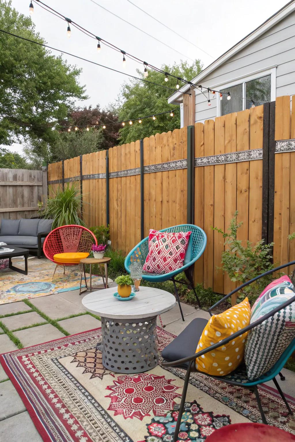 A unique and textured look with a mixed-material fence.