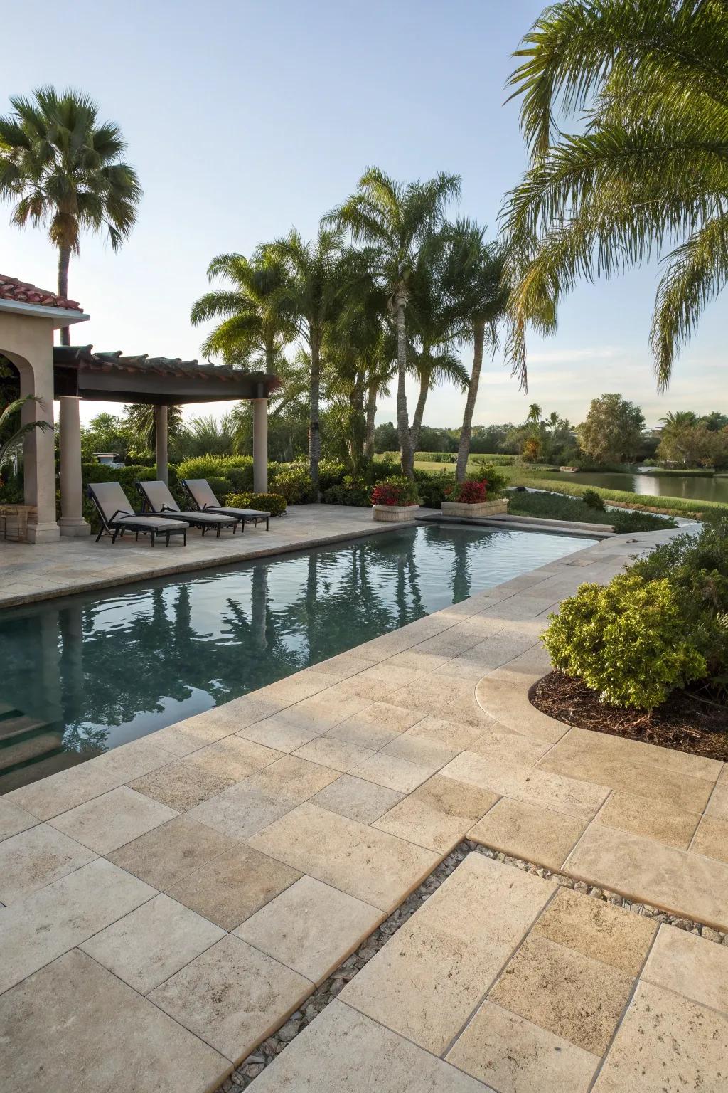 Timeless elegance with stone and textured concrete.