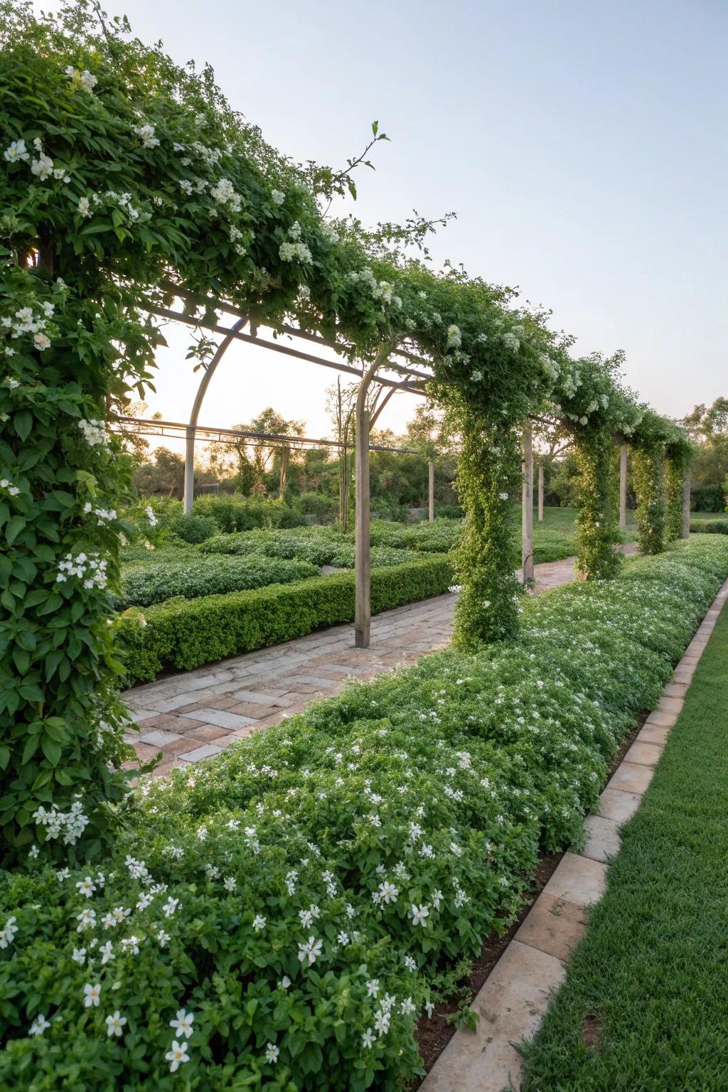 Ground covers like Asiatic Jasmine keep your garden lush and low-maintenance.
