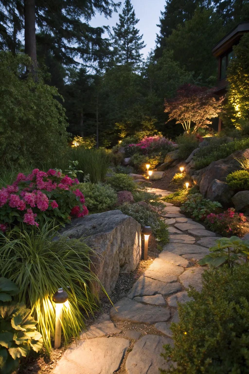 Achieve harmony with landscape-integrated lighting.