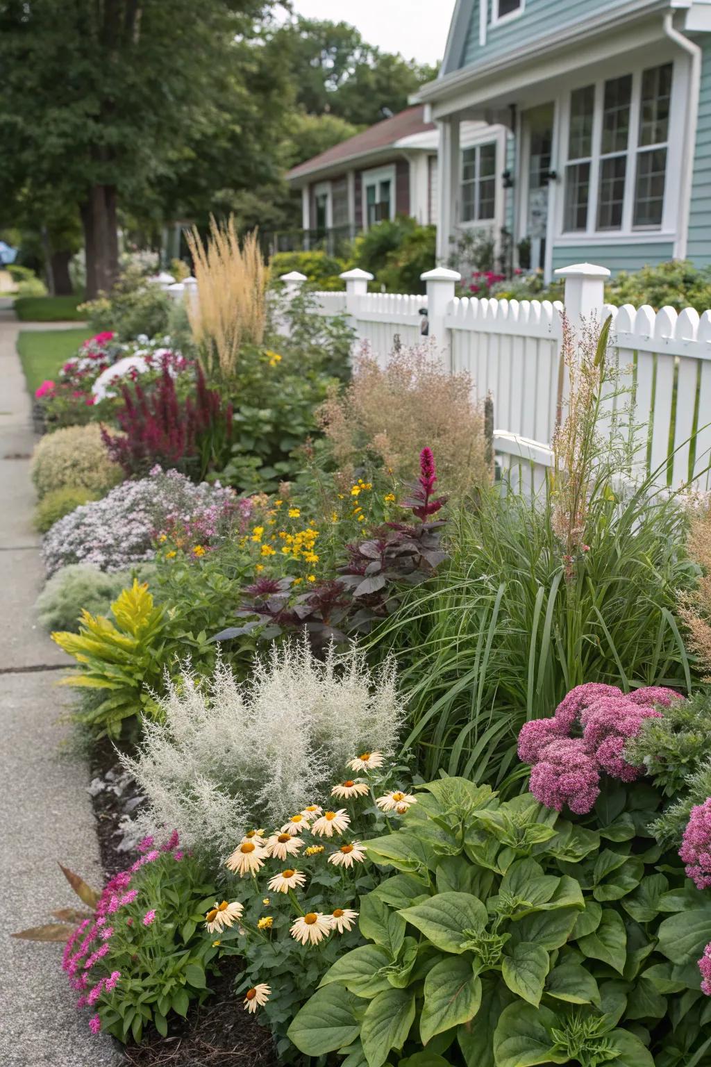 A mix of plant species creates a dynamic and engaging garden space.