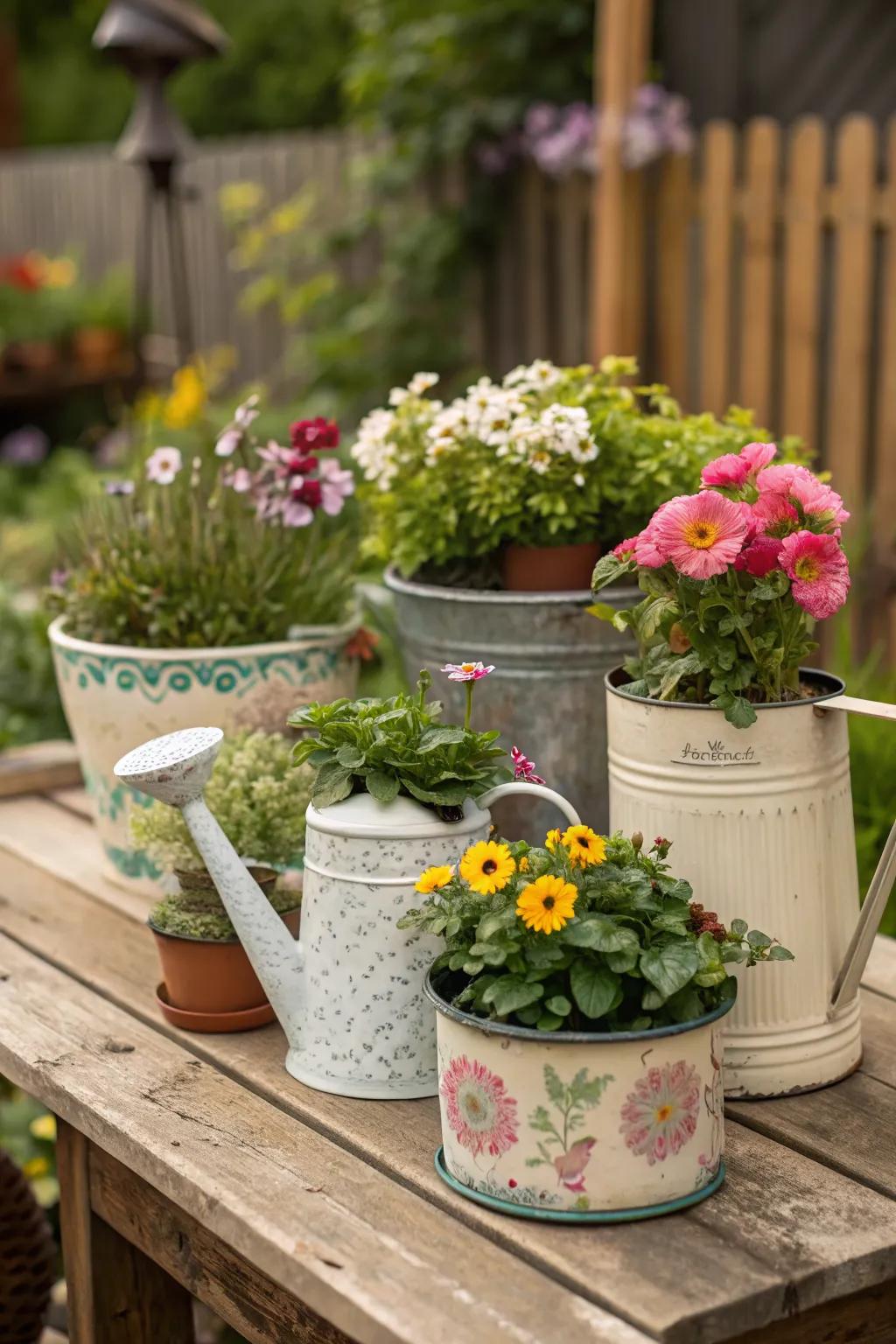 Add whimsy with decorative garden accessories.