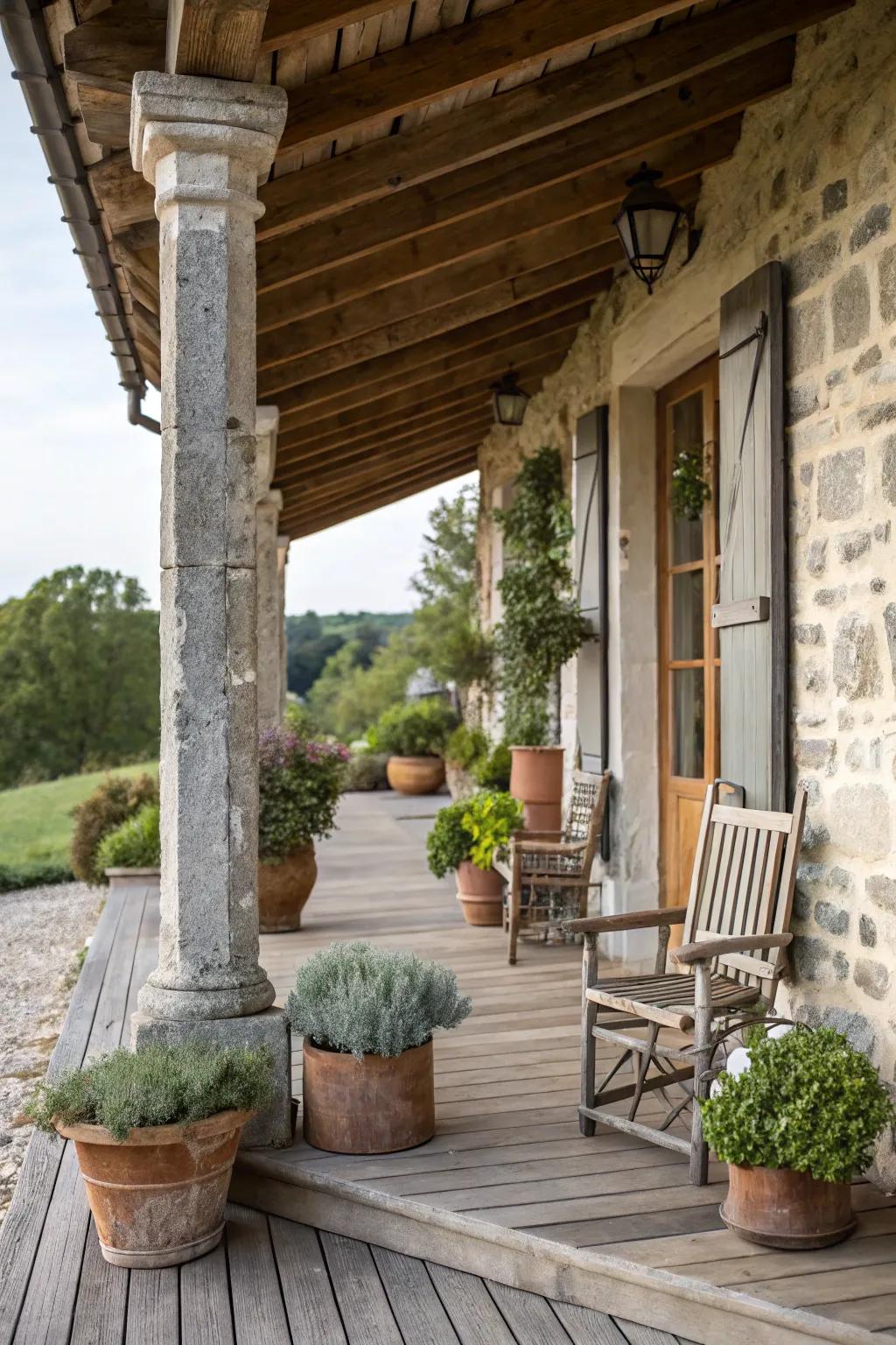 Natural textures like wood and stone add warmth.