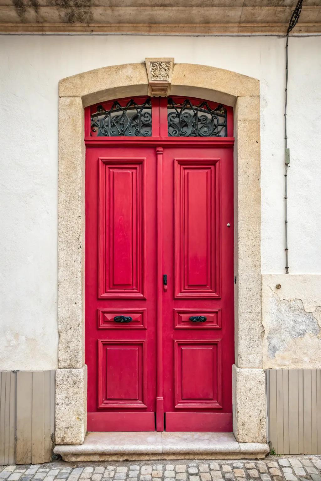 Add personality with bold-colored French doors.