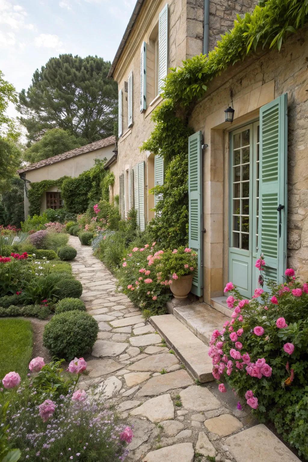 Architectural details add elegance to this garden.