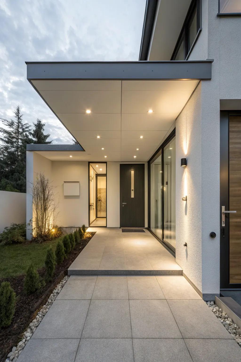 A minimalist overhang for a modern home aesthetic.