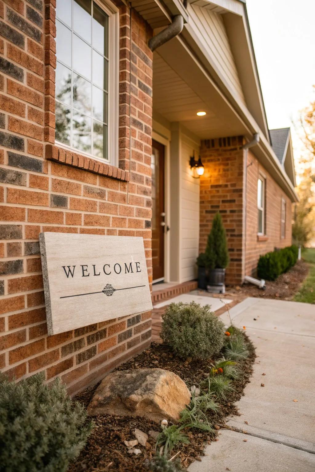 Neutral tones provide a harmonious touch to any front door setting.