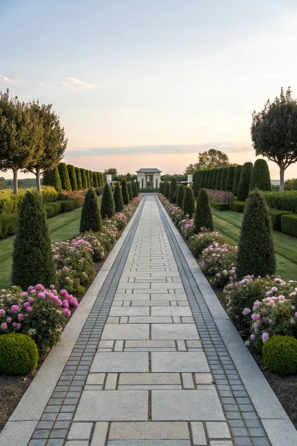 Achieve elegance with symmetrical walkway designs.
