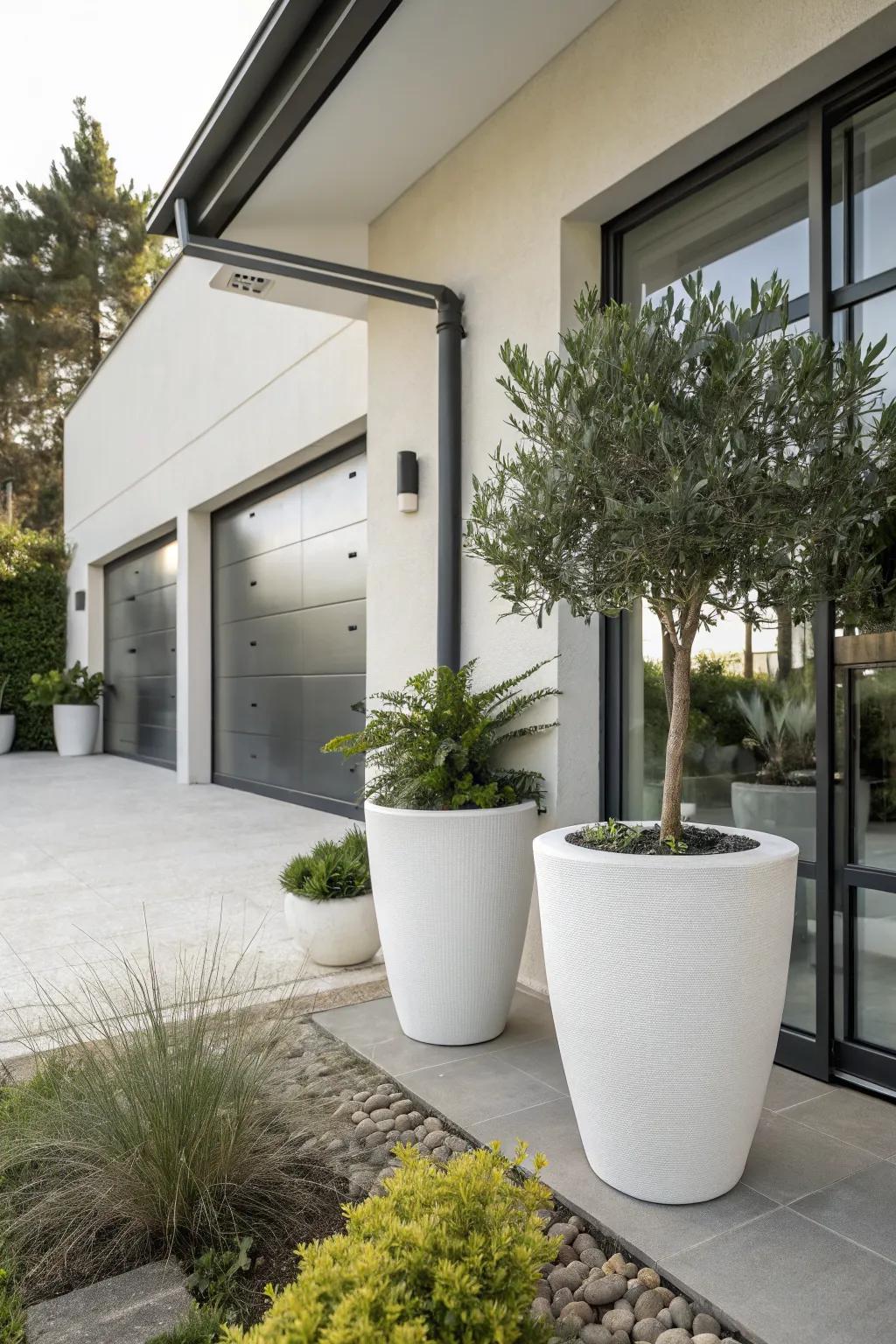 Achieve contemporary style with sleek modern planters.