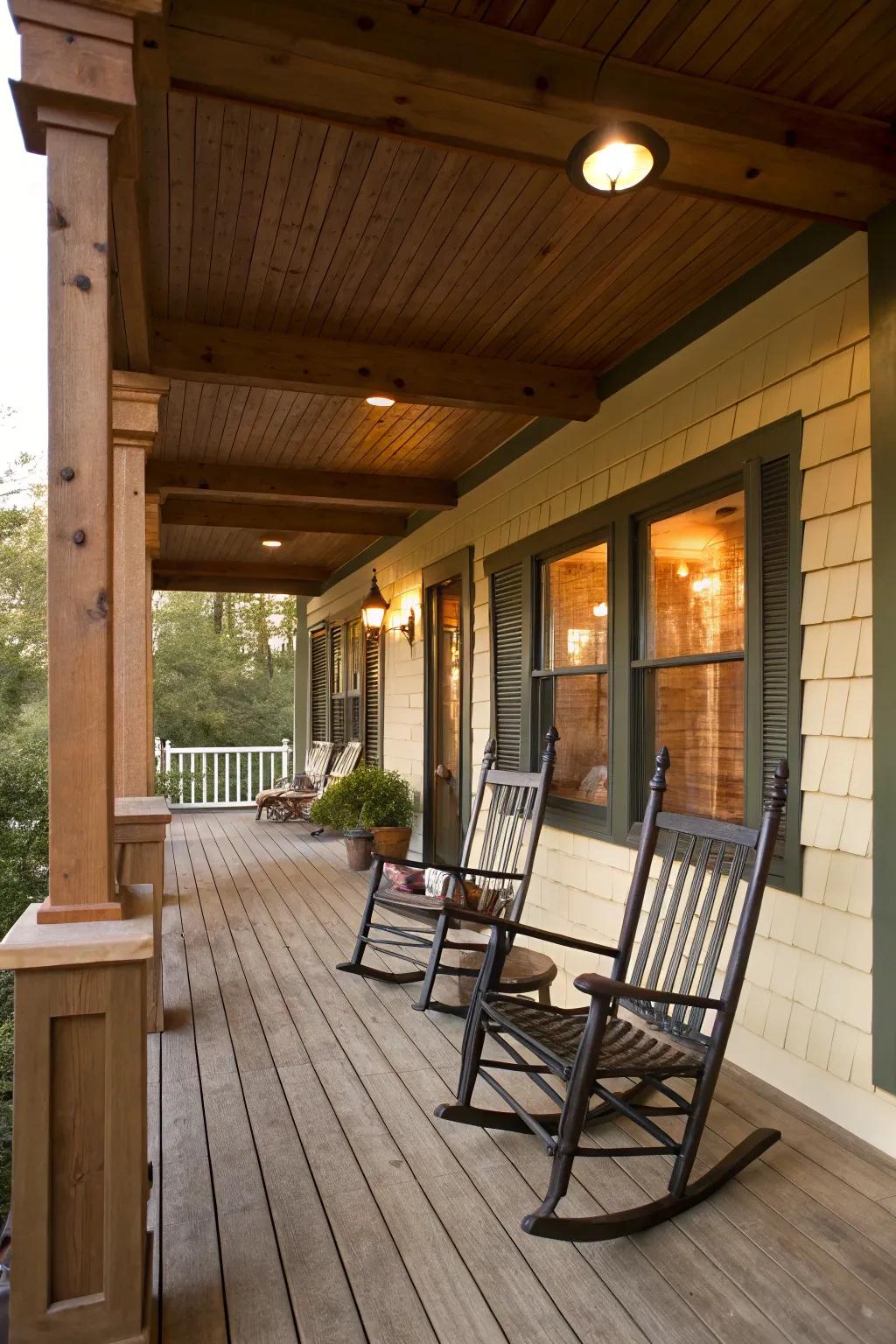 An inviting seating area on the porch, perfect for relaxation.