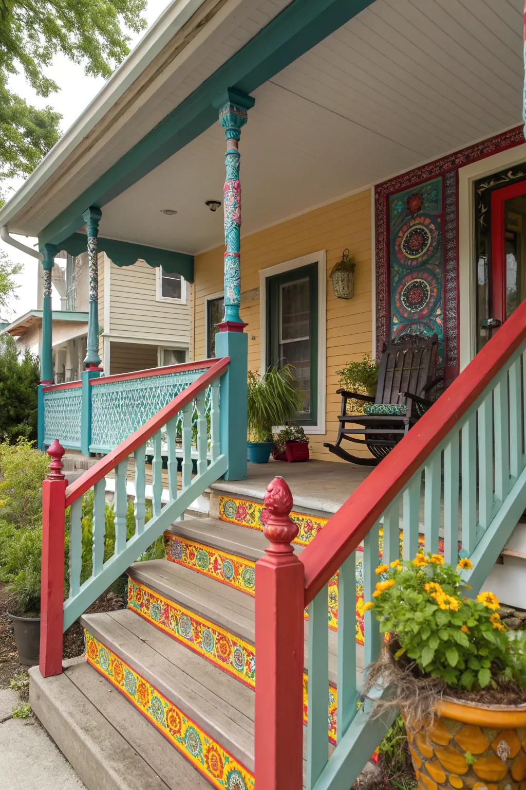 Bold colors breathe new life into your porch railings.