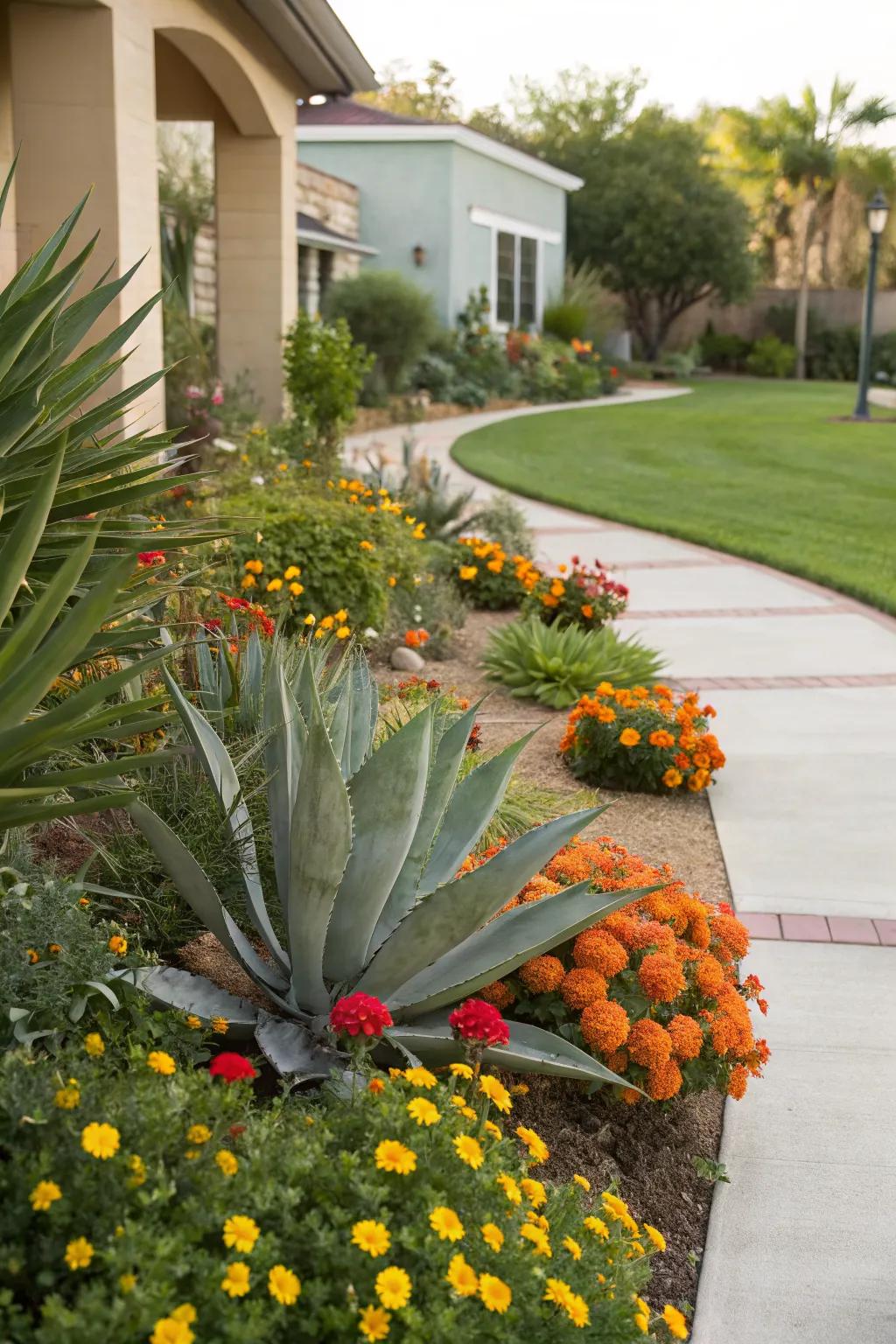 Add a pop of color with flowering companions.