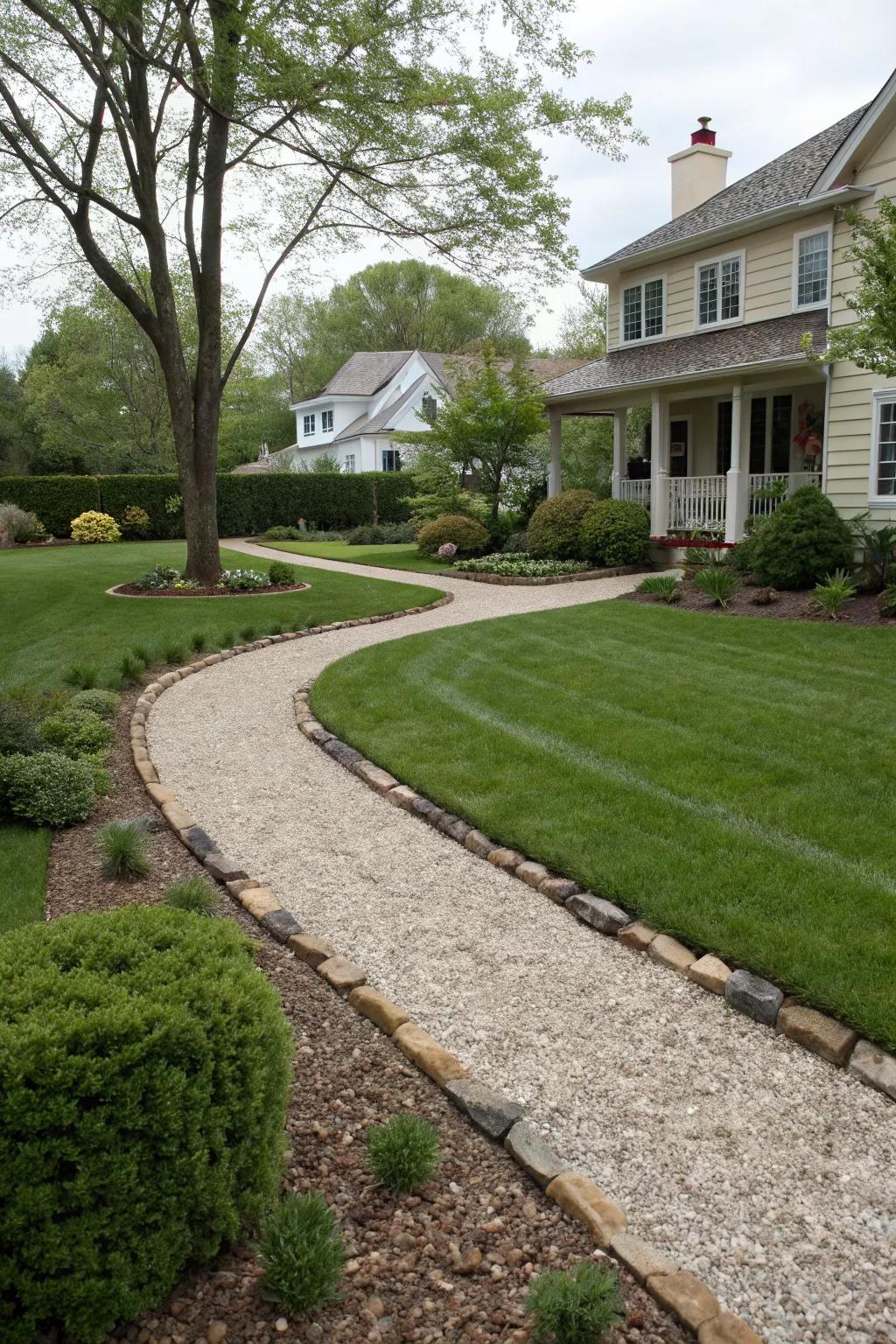 Gravel bands offer a low-maintenance and stylish division.