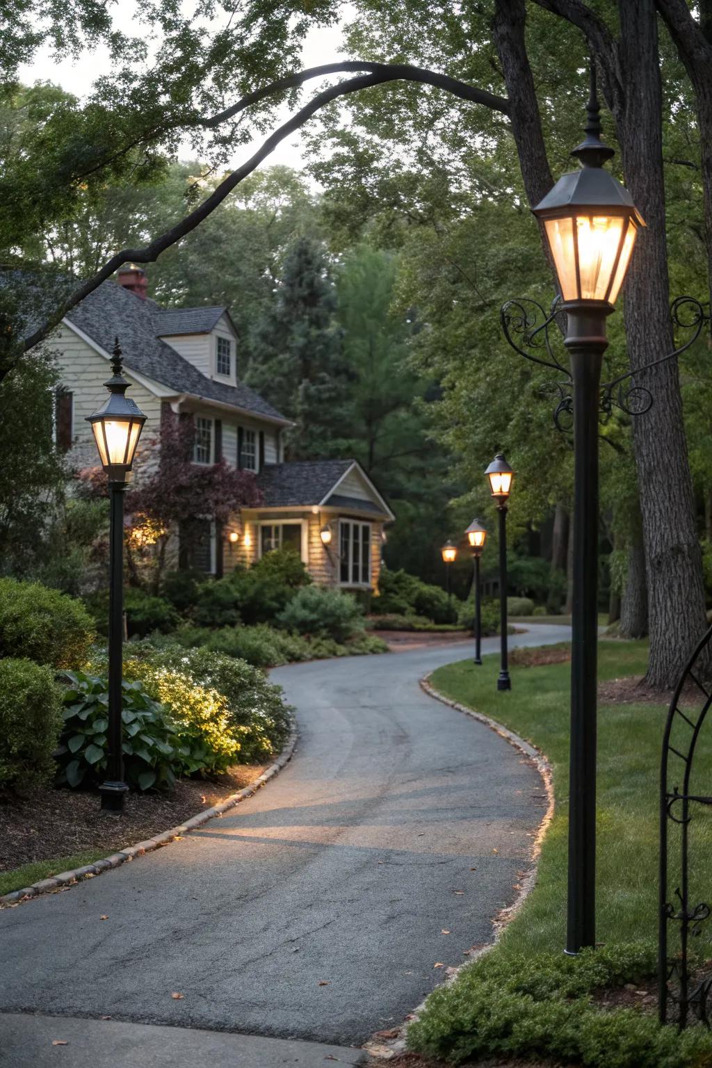 Inviting entryway lighting creating a warm welcome for arriving guests.