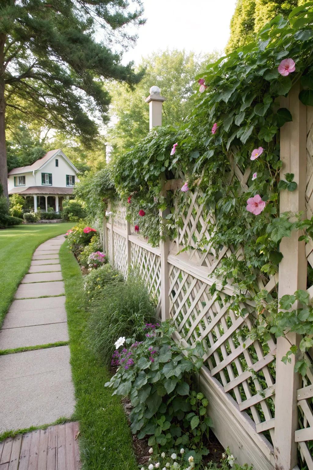 Elegance meets privacy with decorative lattice.