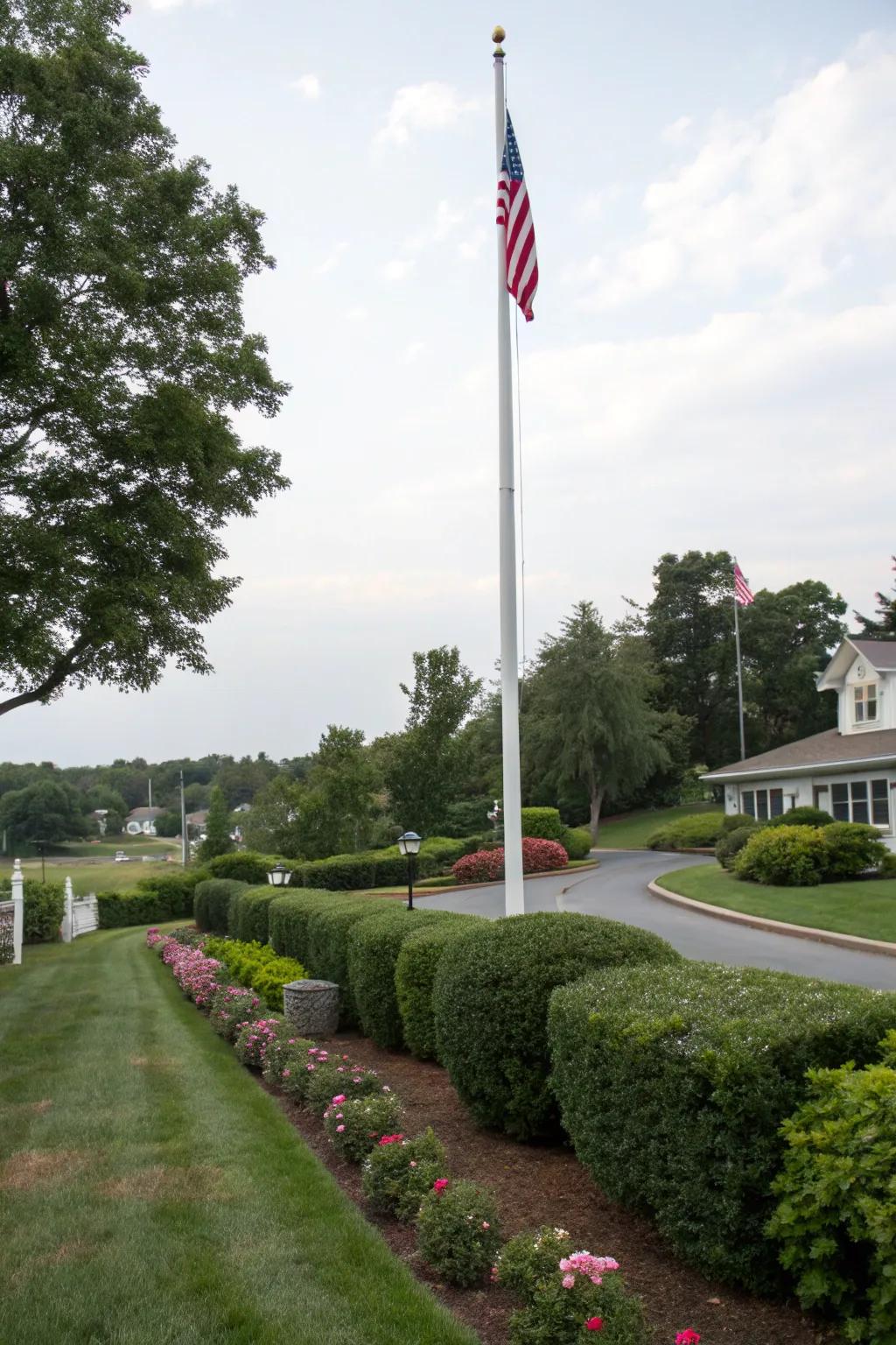 A flagpole marking the property line with style.