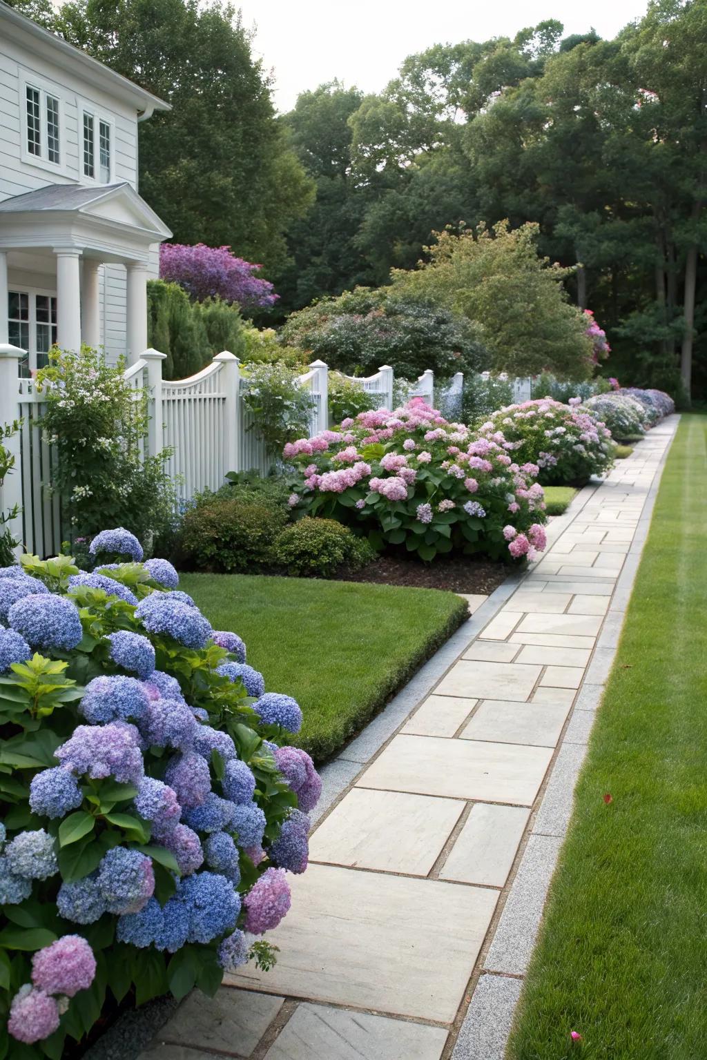 Achieve elegance with formal hydrangea garden beds.