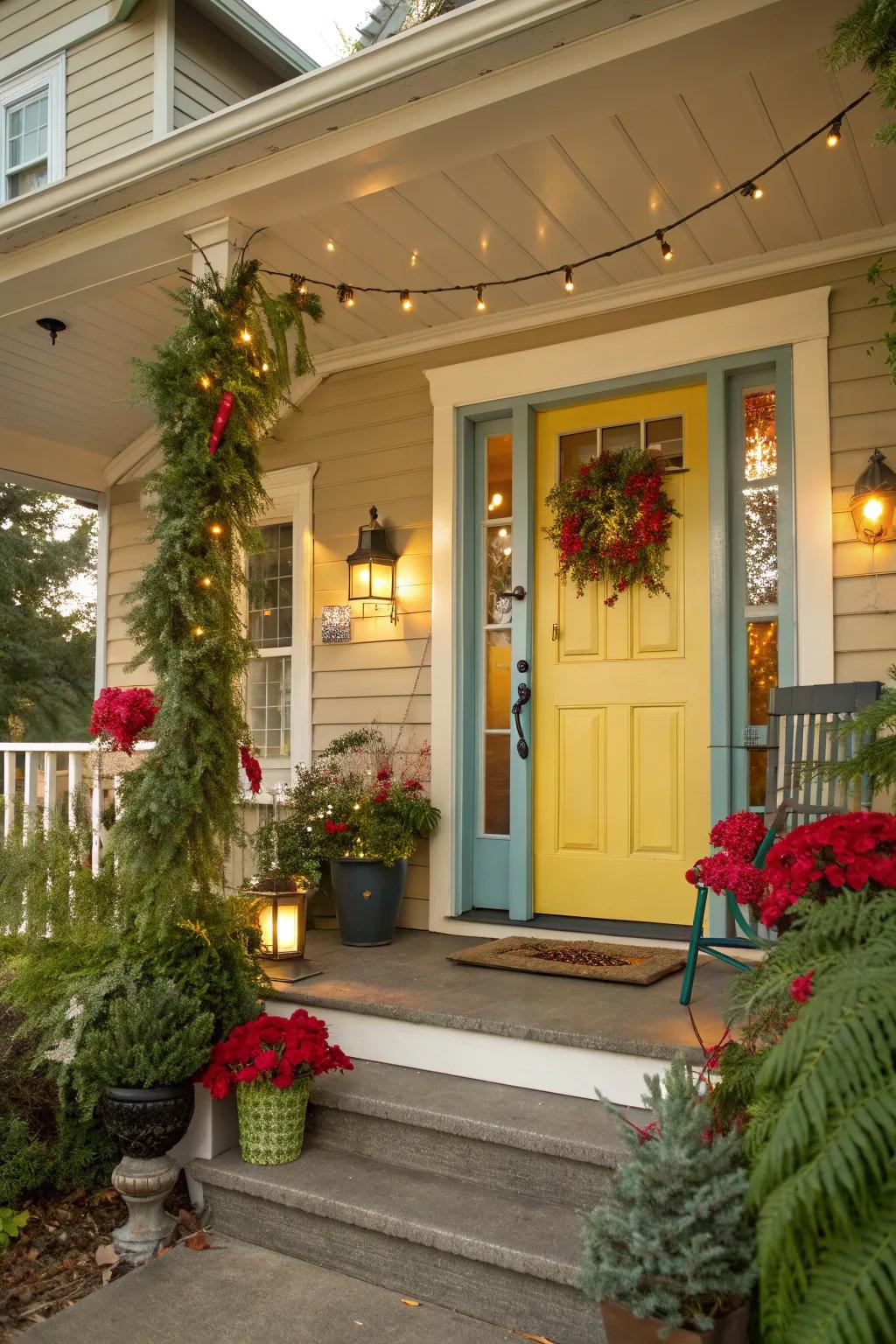 A bold front door color can make your porch stand out.