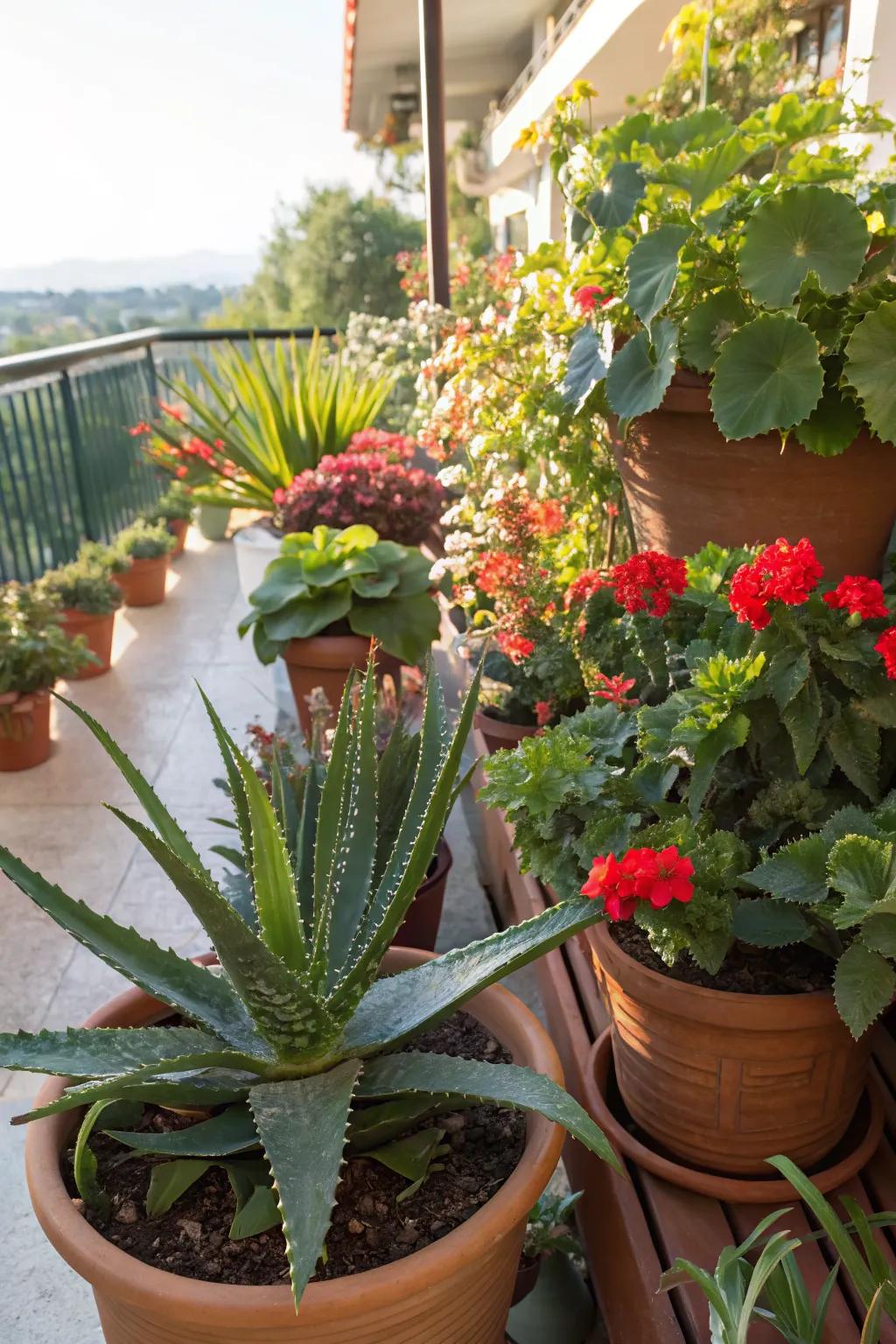 Contrast in textures brings life to this sunny container garden.