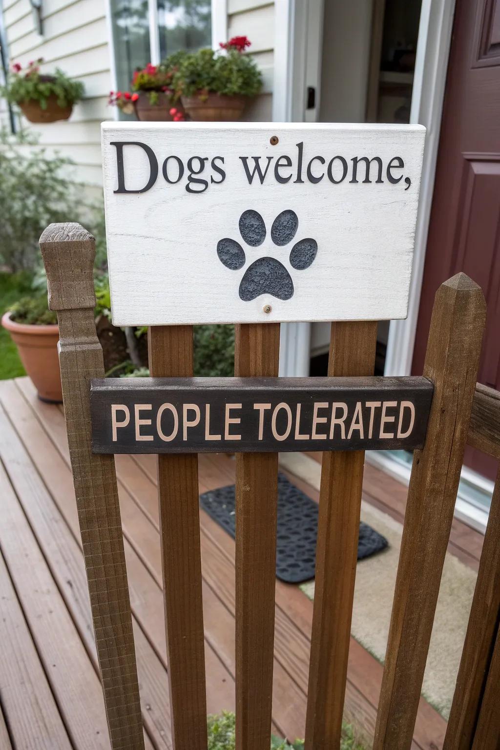 A funny porch sign for dog lovers