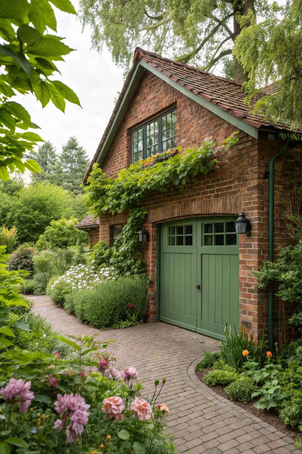 Earthy green provides a seamless blend with nature and brick.