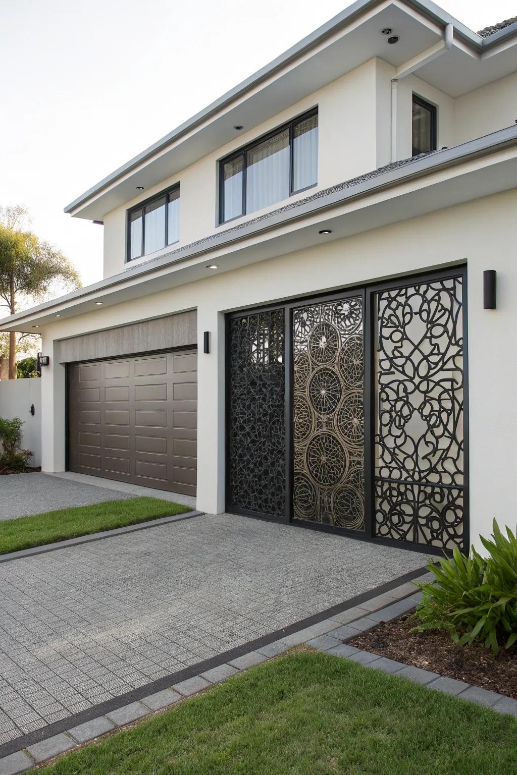 Enhance privacy and style with a decorative screen for your garage door.