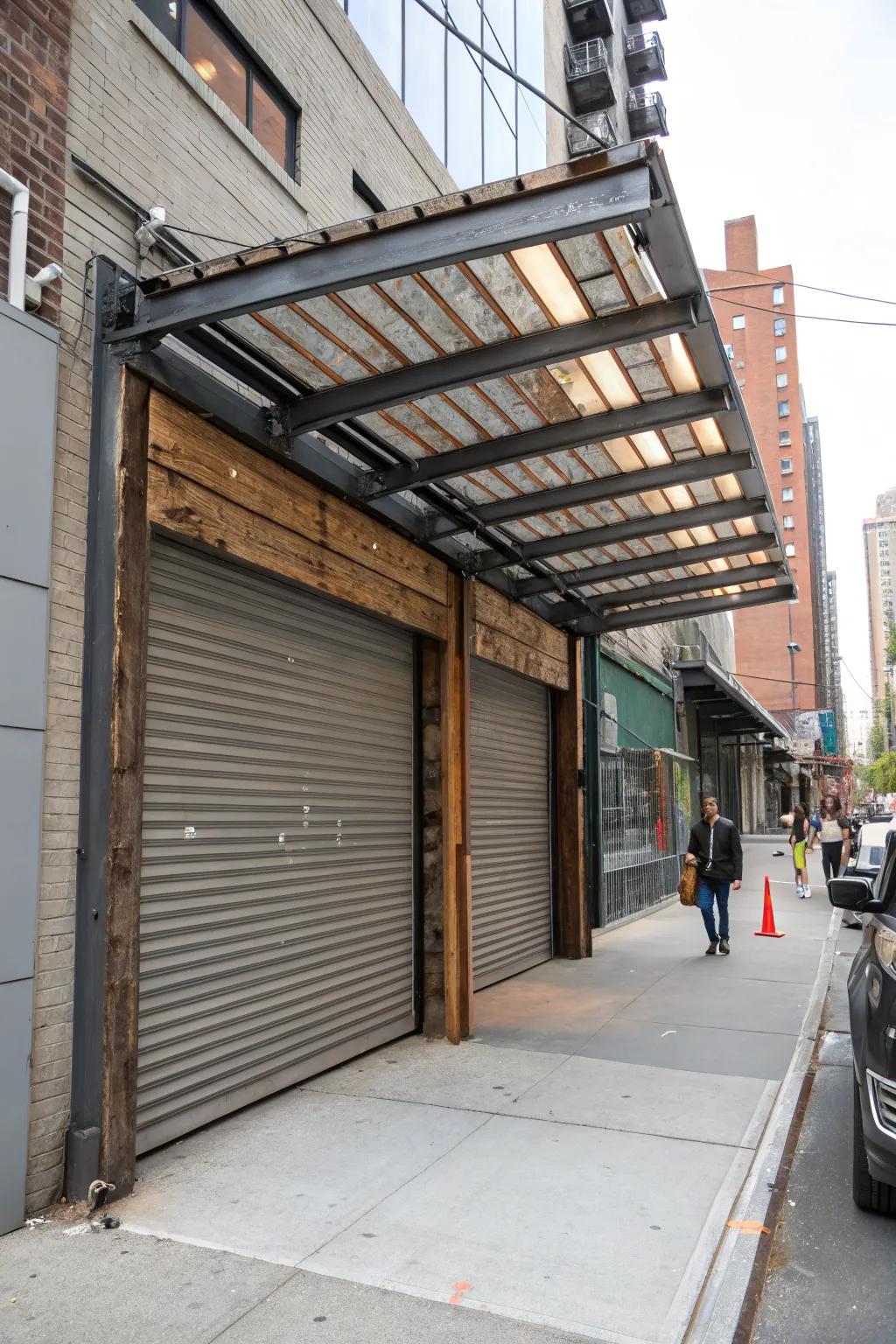 An industrial-style pergola for an urban edge.