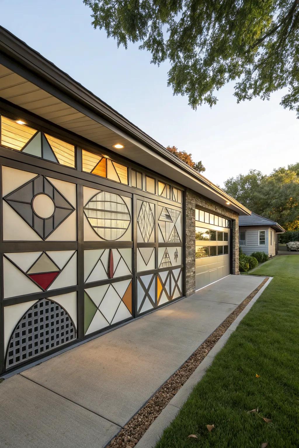 Innovative window designs that transform garage exteriors.