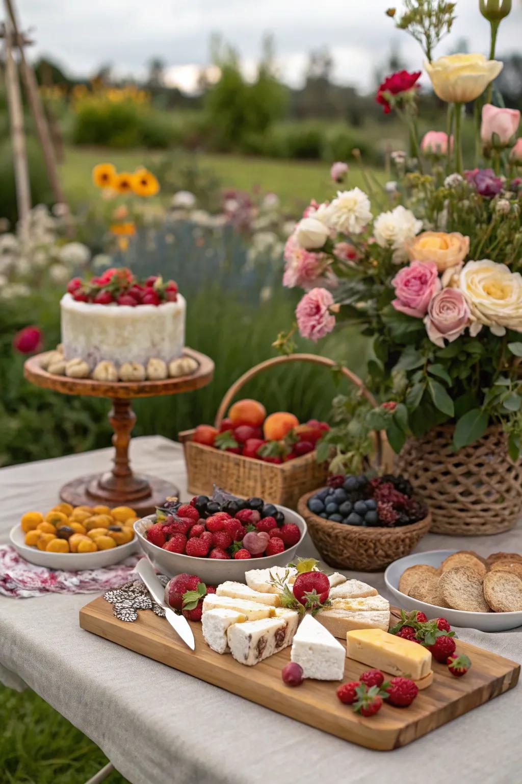 A gourmet grazing table offers a delightful culinary experience.