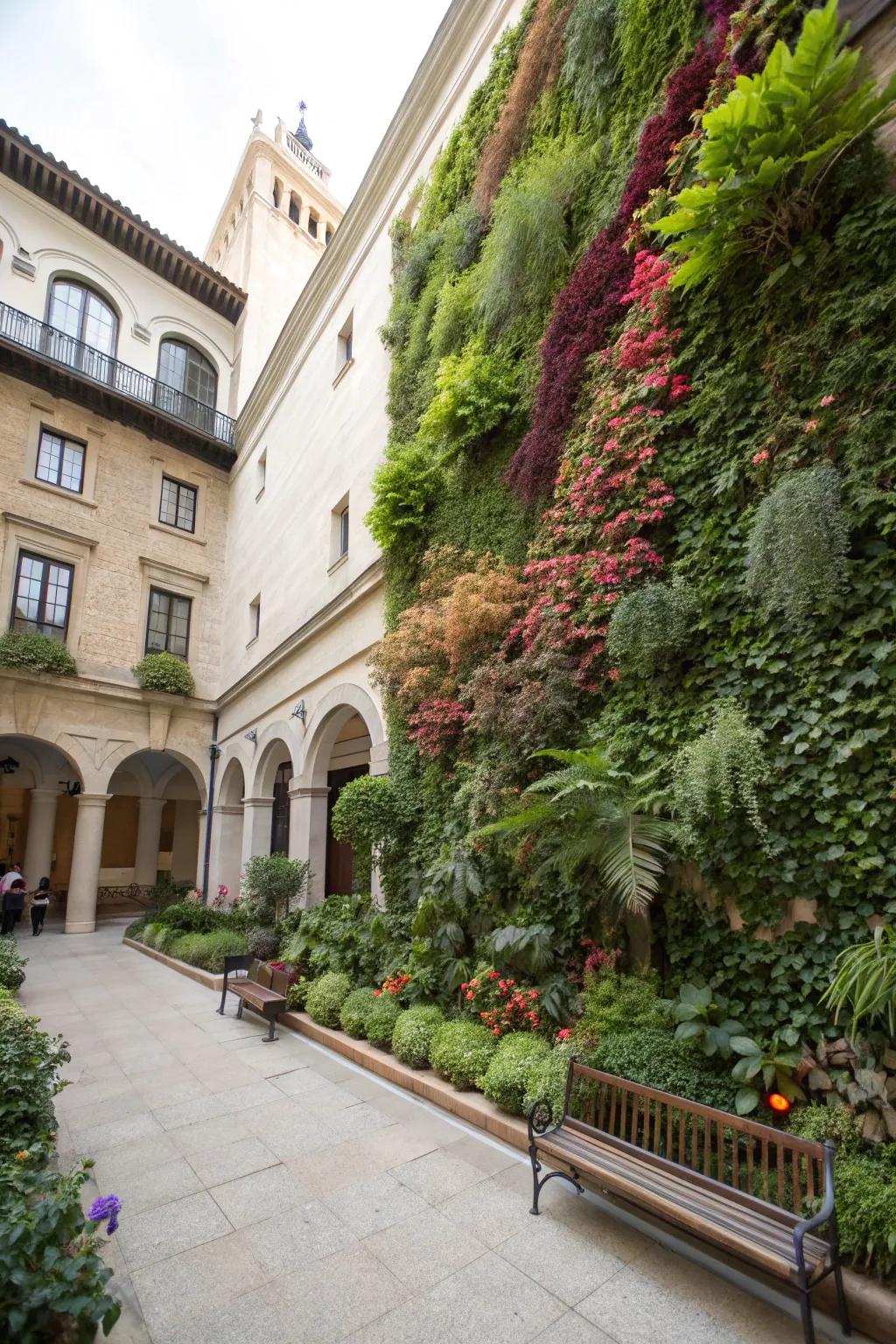 Vertical gardens add greenery without taking up space.