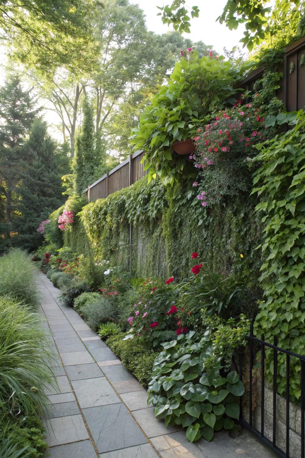 Living walls bring vertical beauty and privacy to limited spaces.