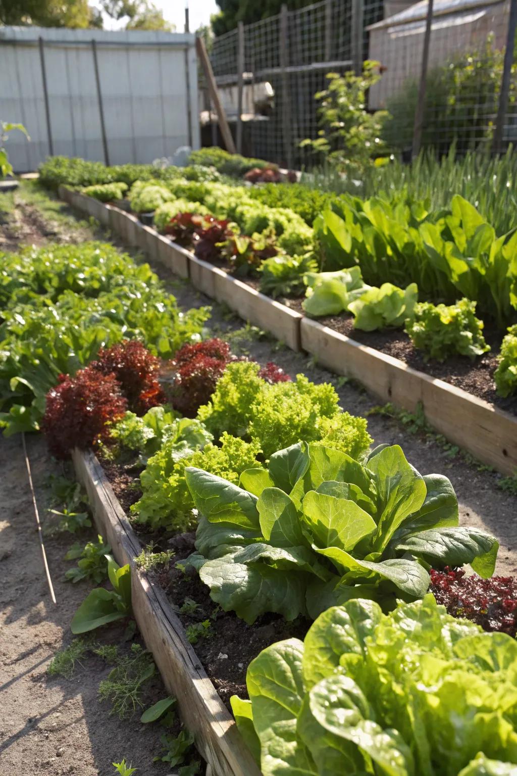 A vibrant salad garden bursting with fresh greens ready for harvest.