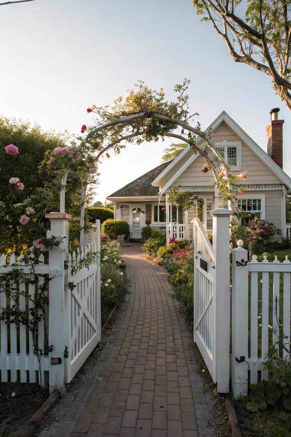 Classic and inviting, a white picket gate is always in style.